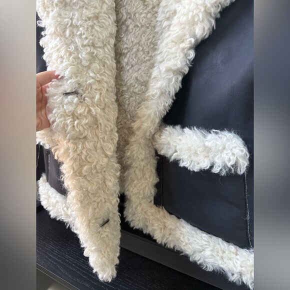 NWOT Free People Kiki Sherpa Vegan Leather Bomber Jacket - Picture 9 of 12